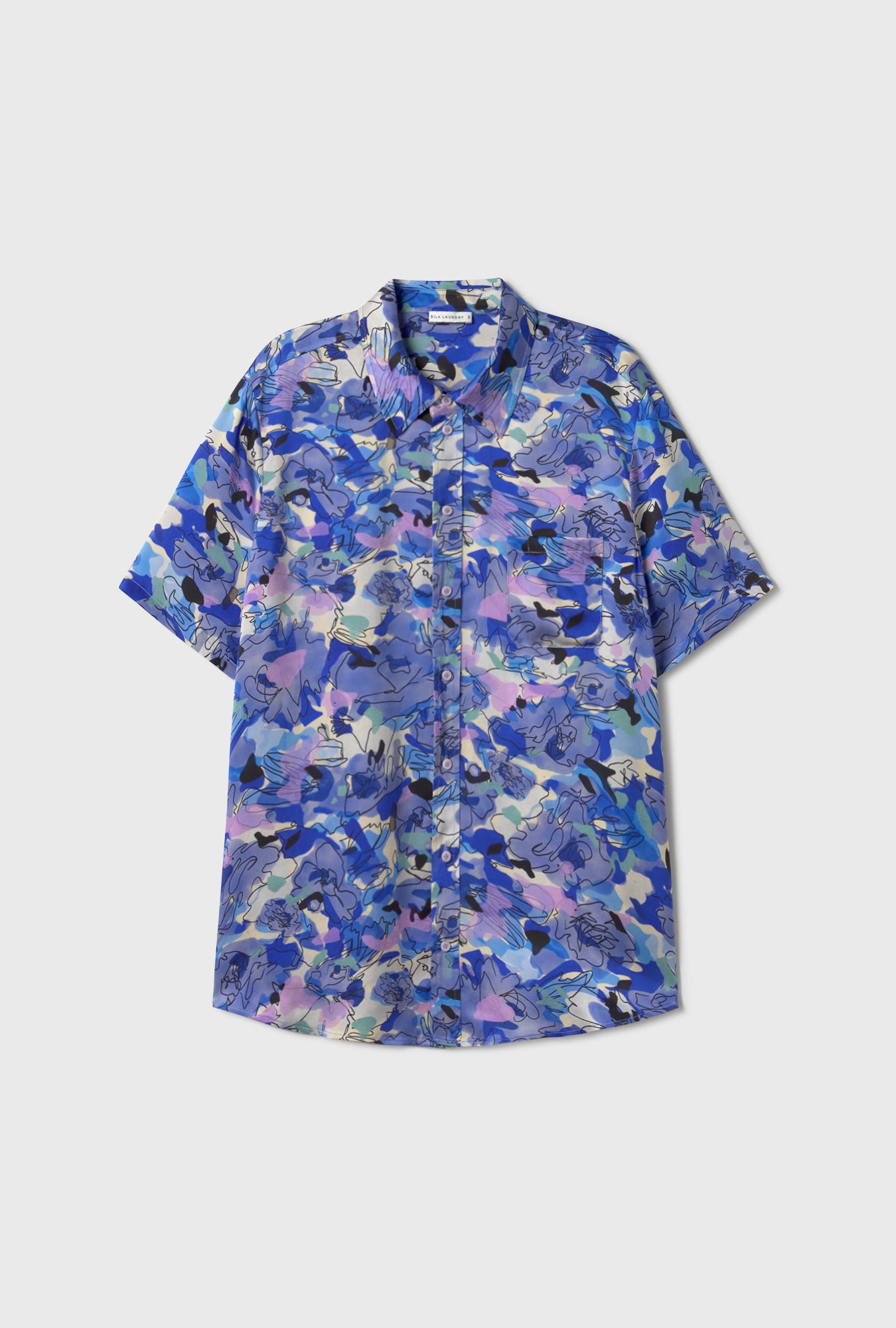 SHORT SLEEVE BOYFRIEND SHIRT CORNFLOWER FLORAL