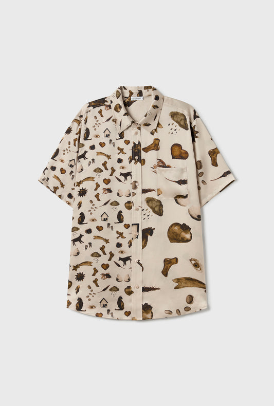 SHORT SLEEVE BOYFRIEND SHIRT MIRACLES HAZELNUT