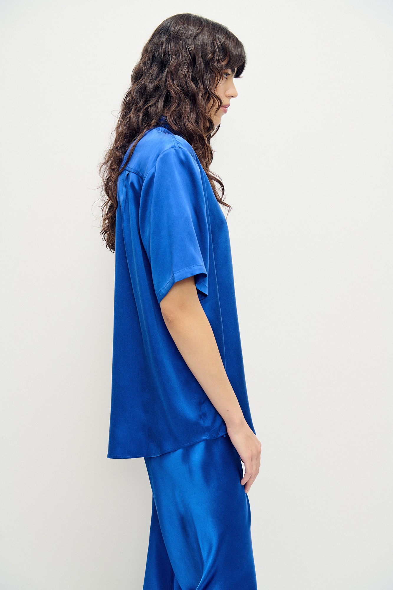 SHORT SLEEVE BOYFRIEND SHIRT WEDGWOOD