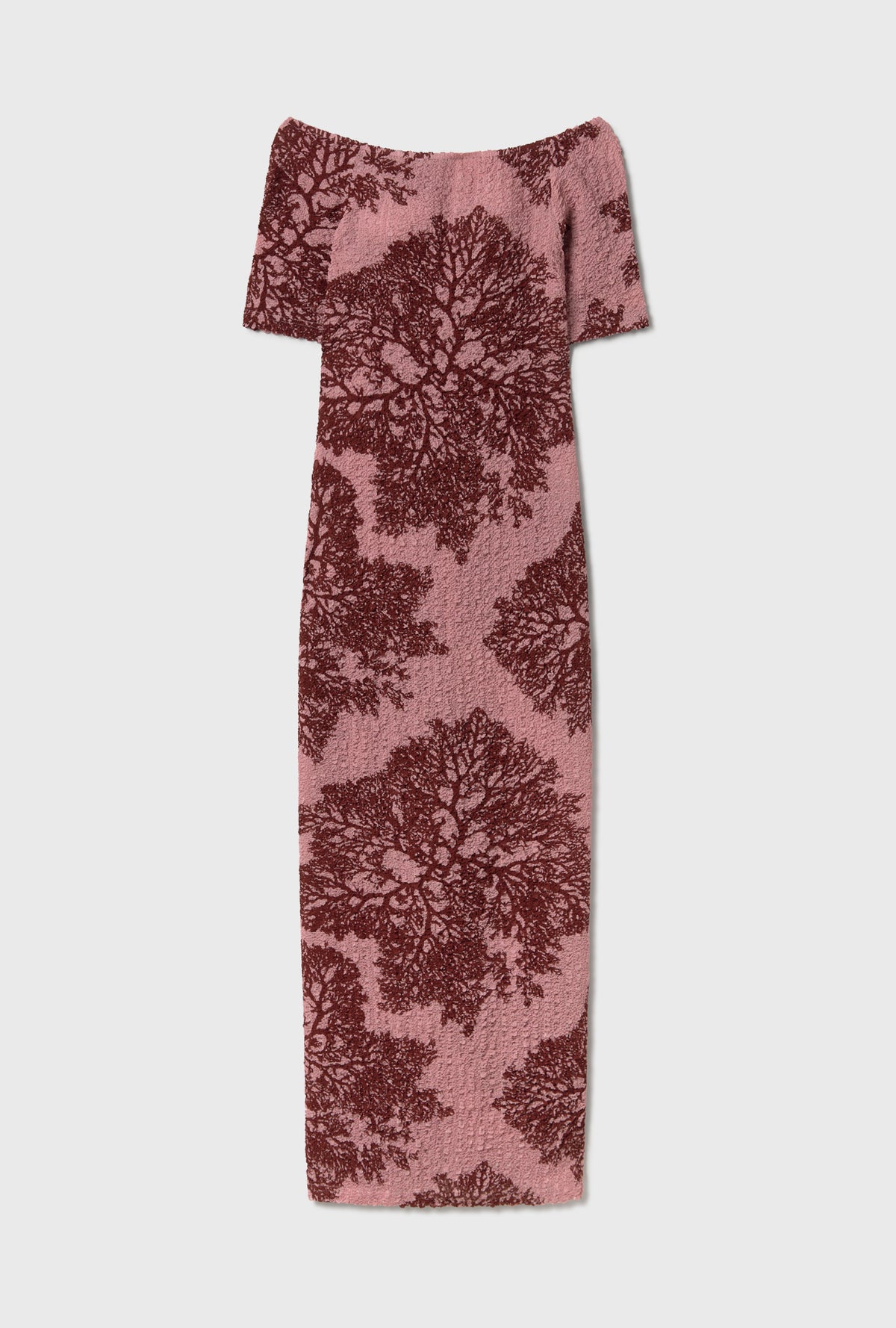 PEBBLE OFF THE SHOULDER DRESS PRESSED CORAL