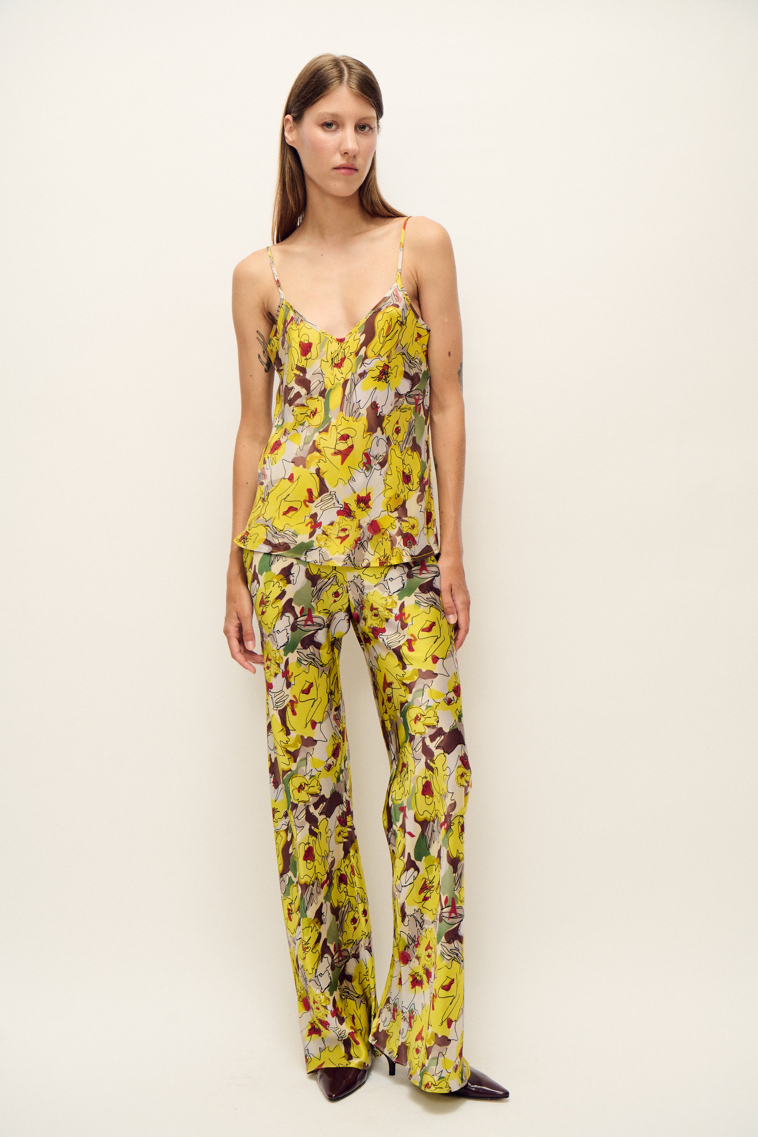 BIAS CUT PANTS SUNFLOWER FLORAL