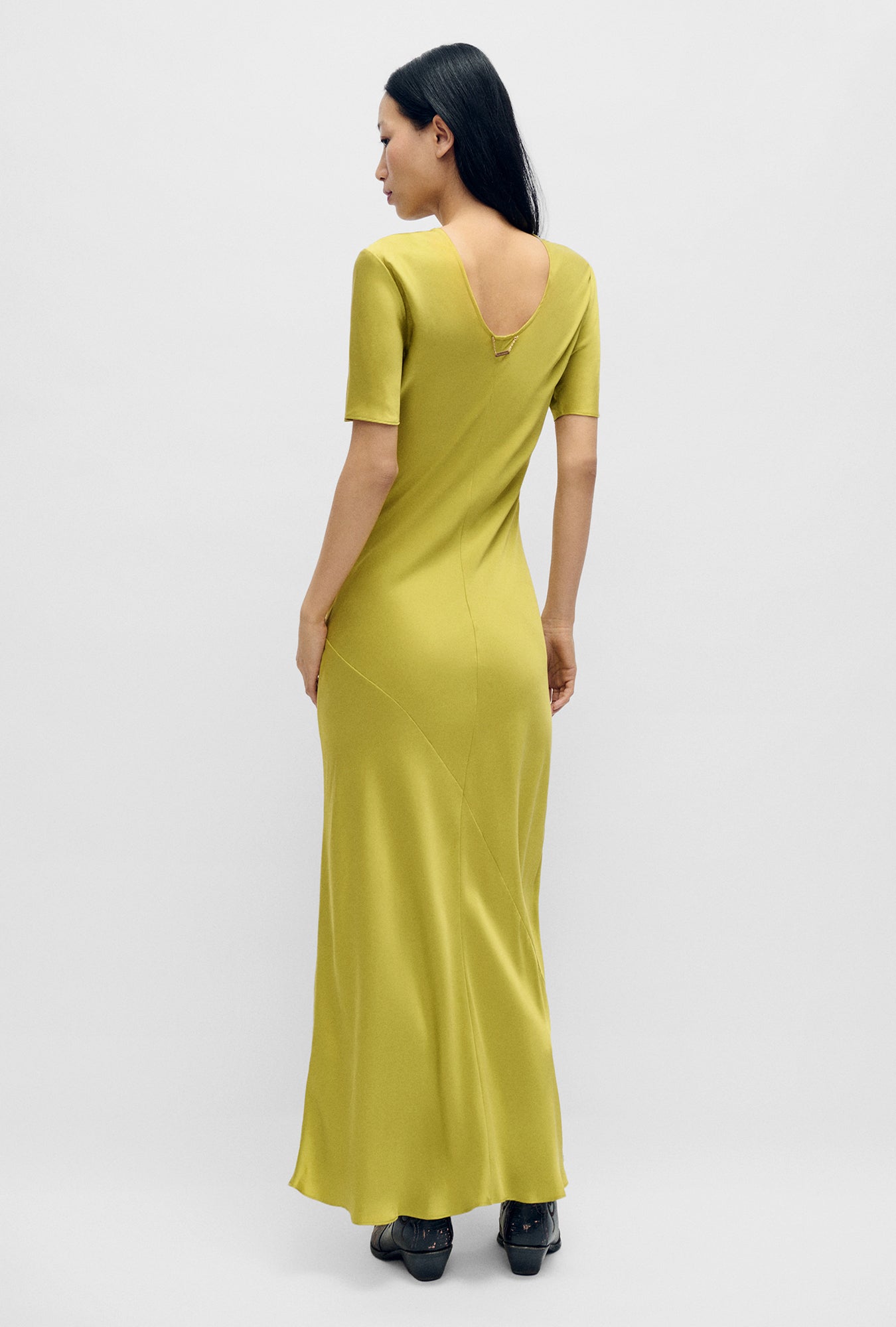 SHORT SLEEVE BIAS DRESS CACTUS