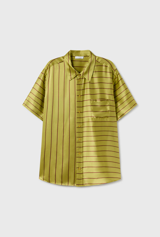 SHORT SLEEVE BOYFRIEND SHIRT CACTUS STRIPE