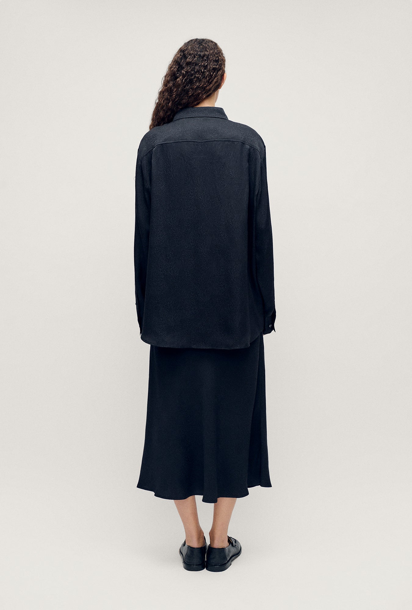 BOYFRIEND SHIRT CORAL JACQUARD BLACK