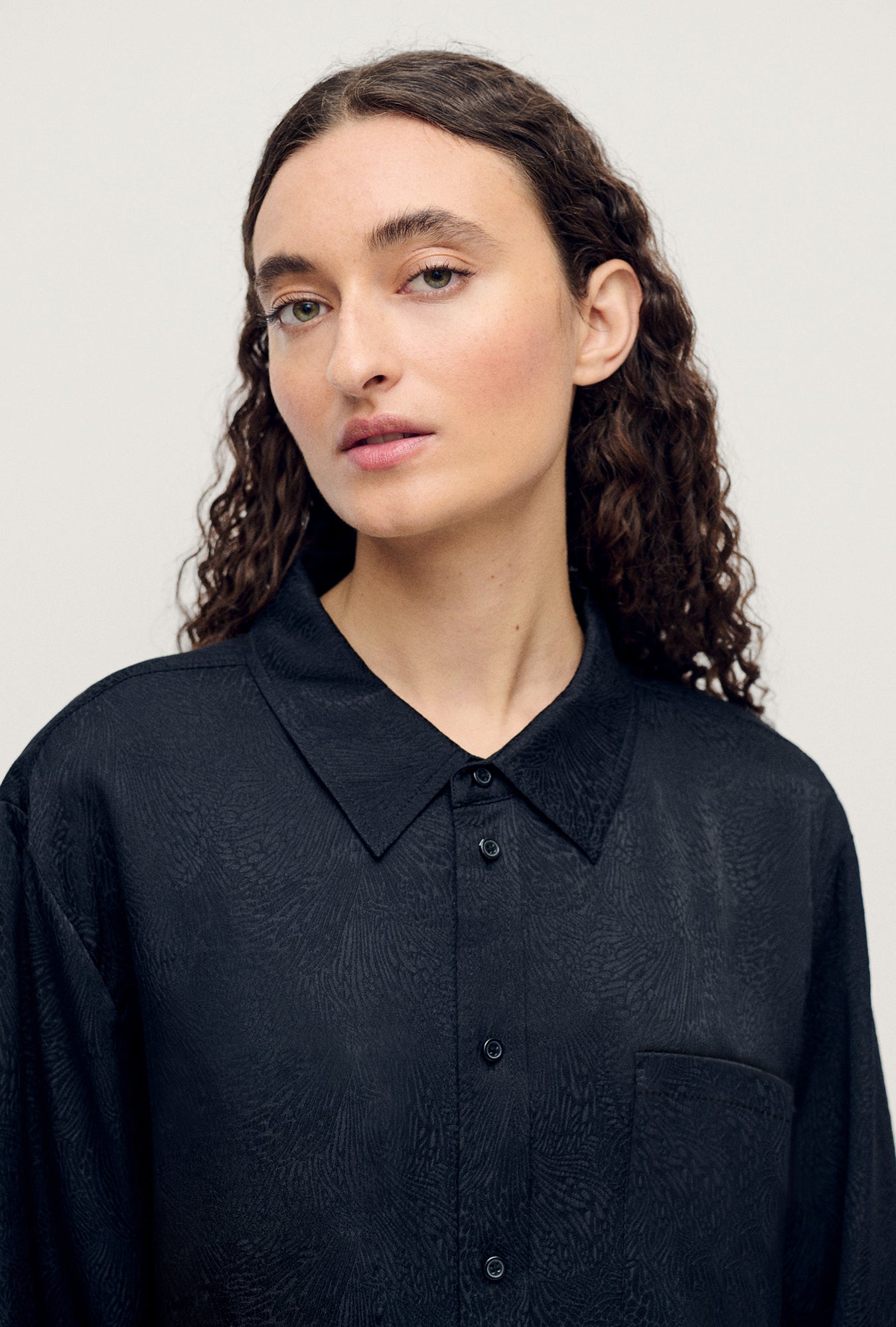 BOYFRIEND SHIRT CORAL JACQUARD BLACK