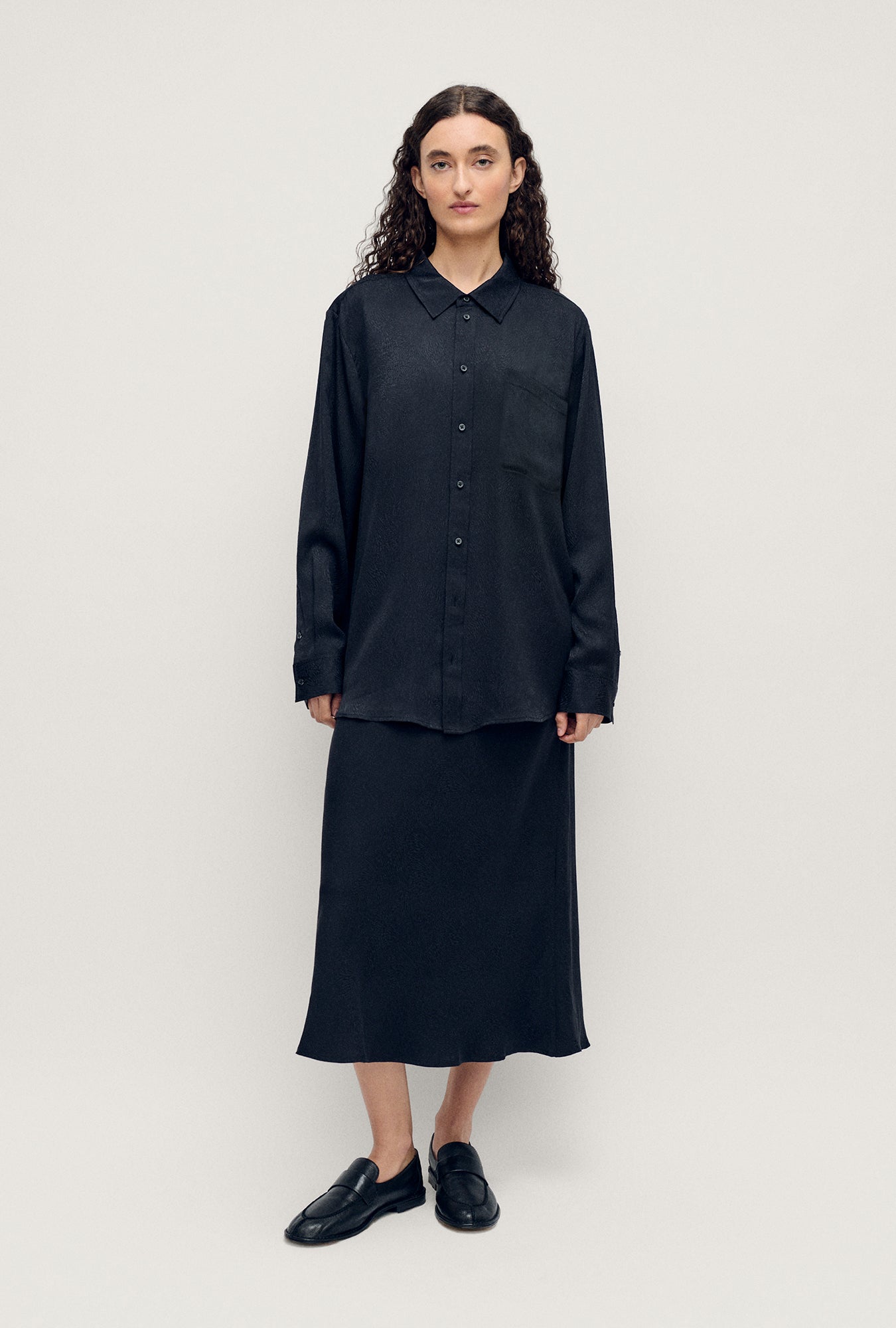 BOYFRIEND SHIRT CORAL JACQUARD BLACK