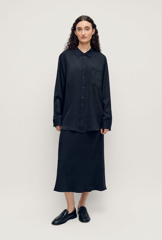 BOYFRIEND SHIRT CORAL JACQUARD BLACK