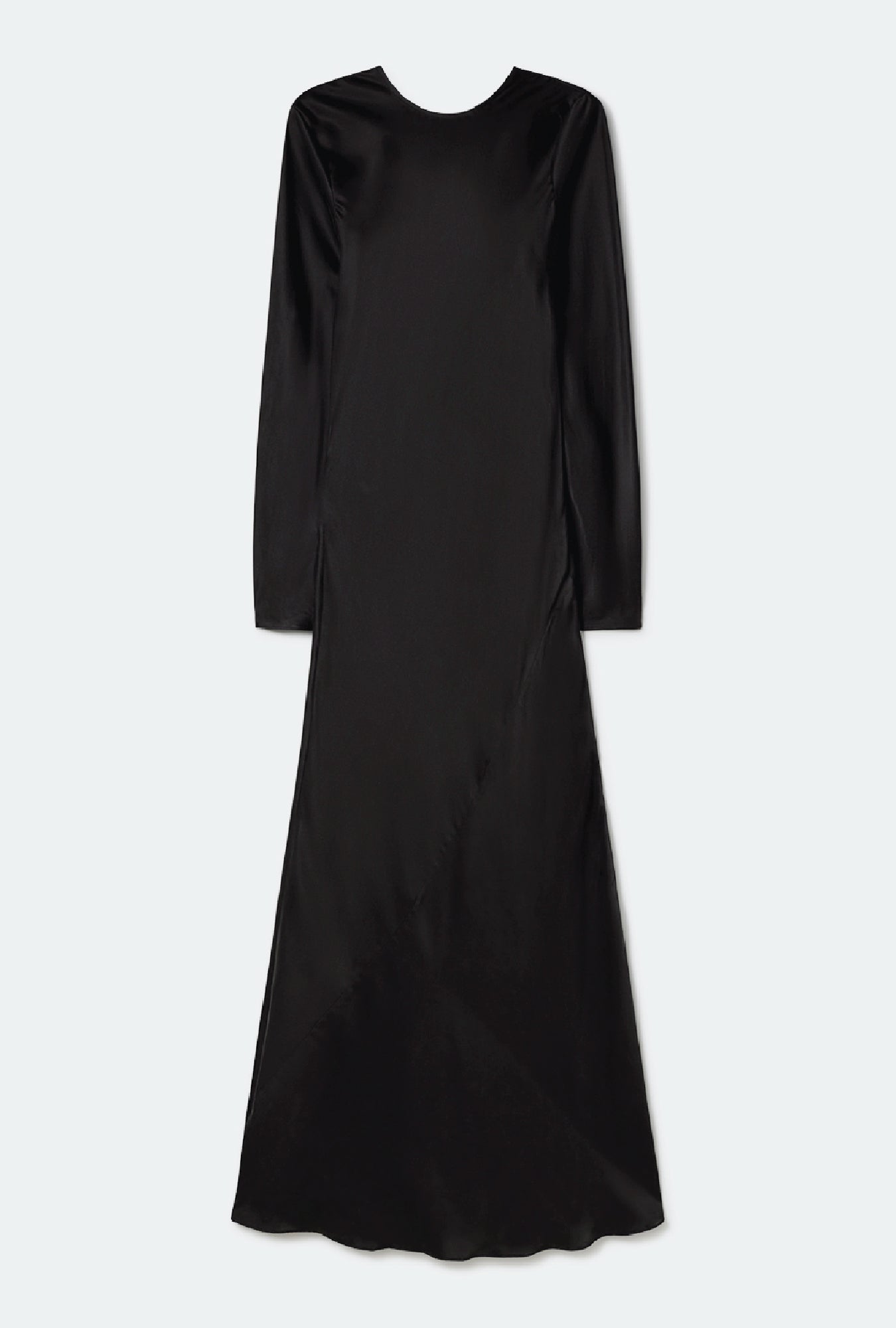 FULL SLEEVE BIAS DRESS BLACK SATIN