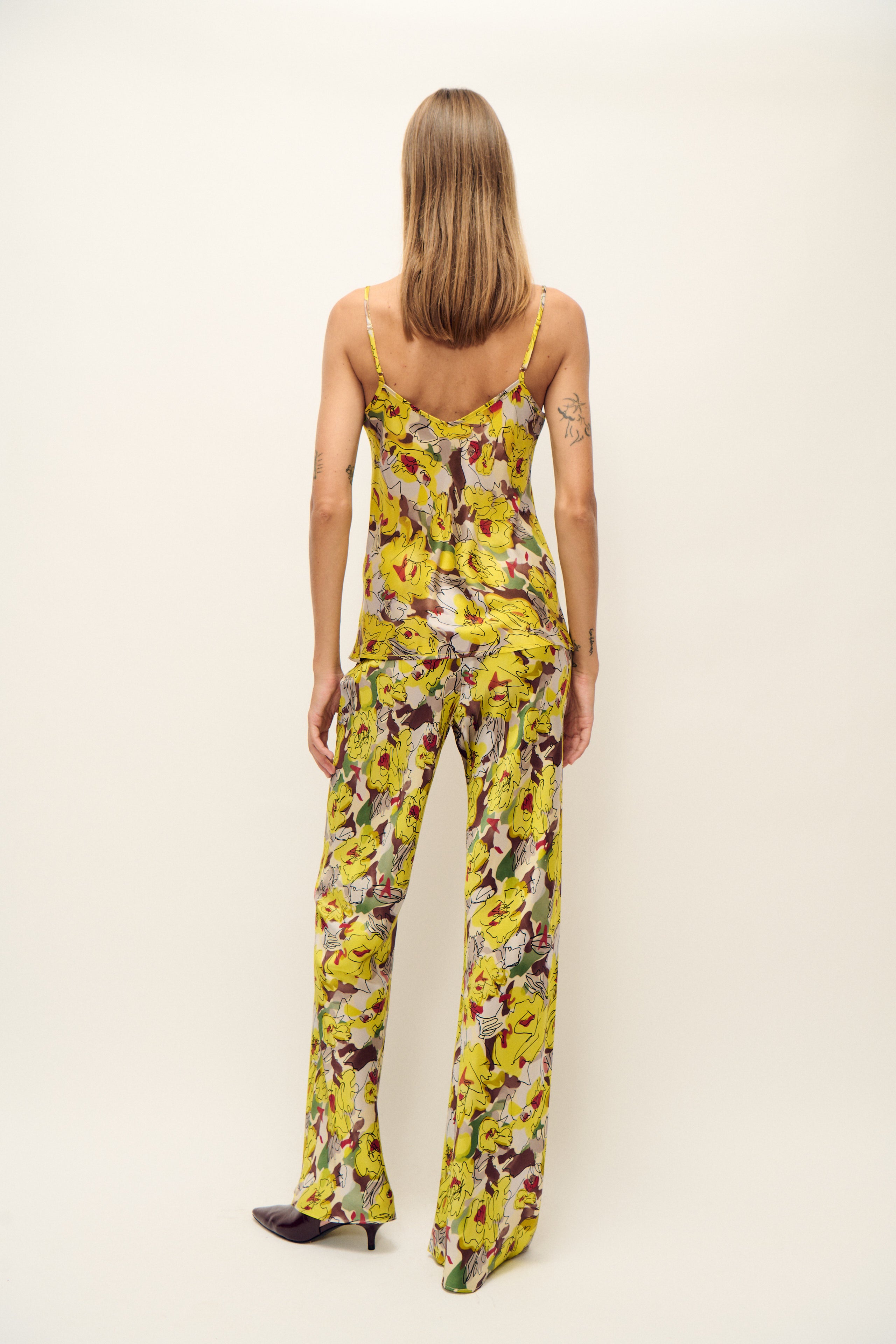 BIAS CUT PANTS SUNFLOWER FLORAL