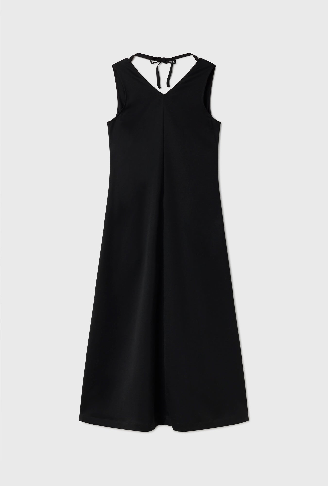 WOOL V NECK SLEEVELESS DRESS BLACK