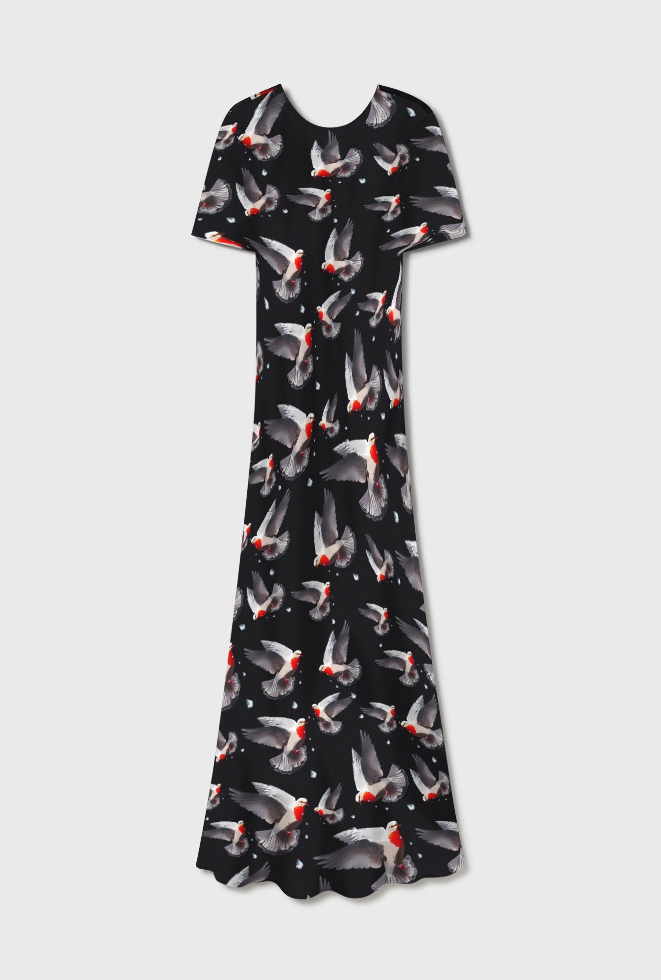 SHORT SLEEVE BIAS DRESS BLEEDING DOVE