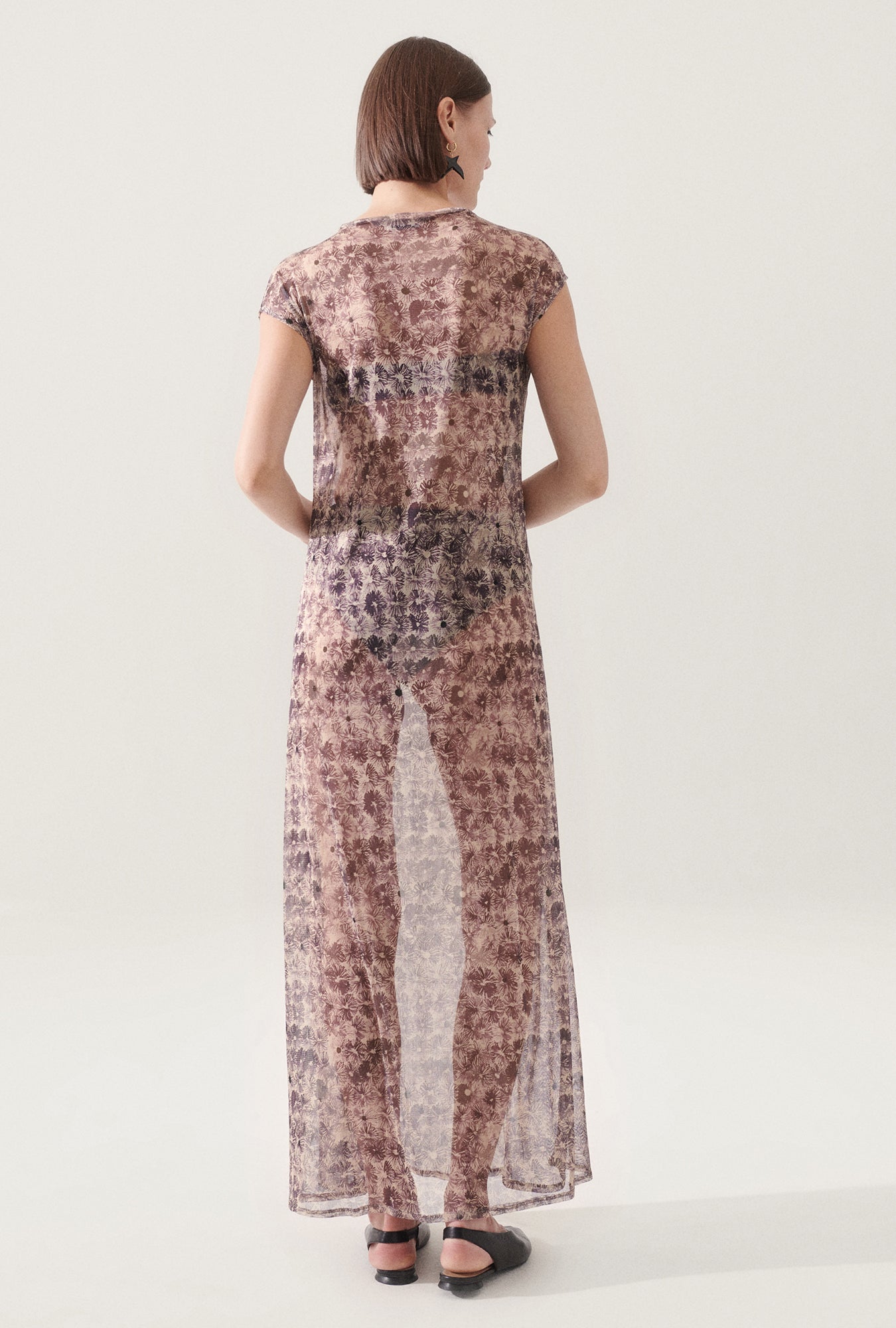 SILK MESH DRESS ASTER FLORAL