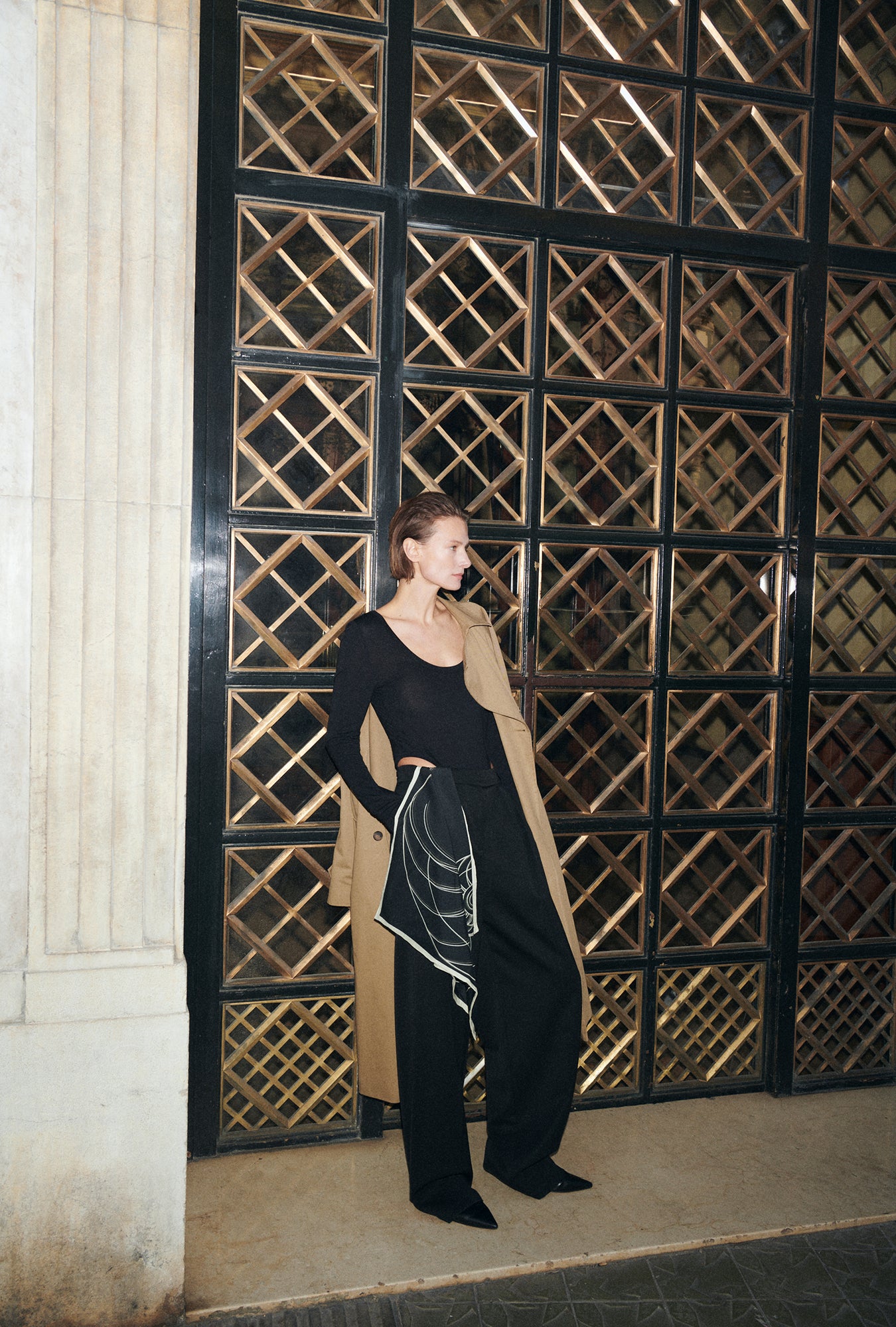 TWILL SCARF FIBONACCI BLACK