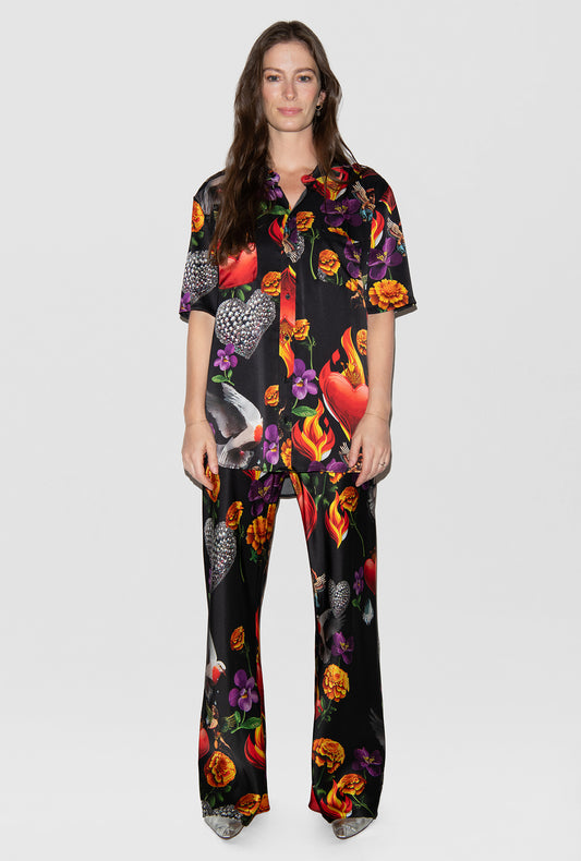 SHORT SLEEVE BOYFRIEND SHIRT DEARLY BELOVED BLACK