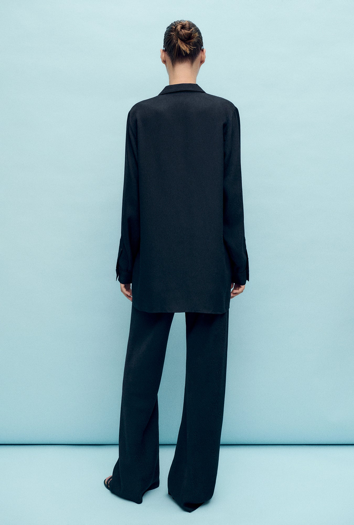 BIAS CUT PANTS CORAL JACQUARD BLACK