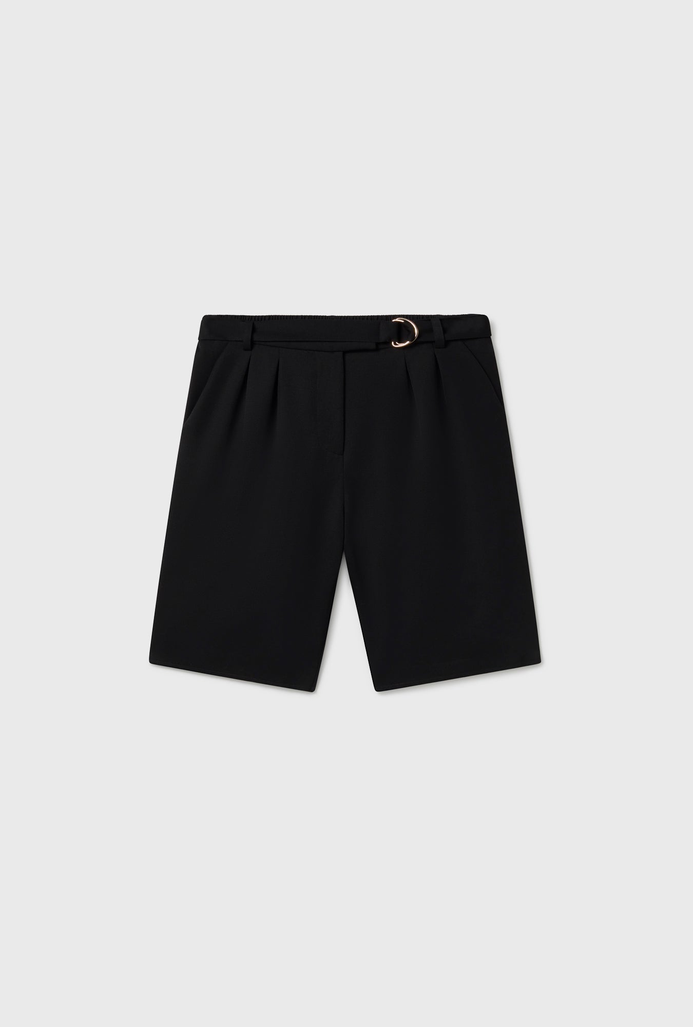 WOOL DOUBLE PLEATED SHORTS BLACK