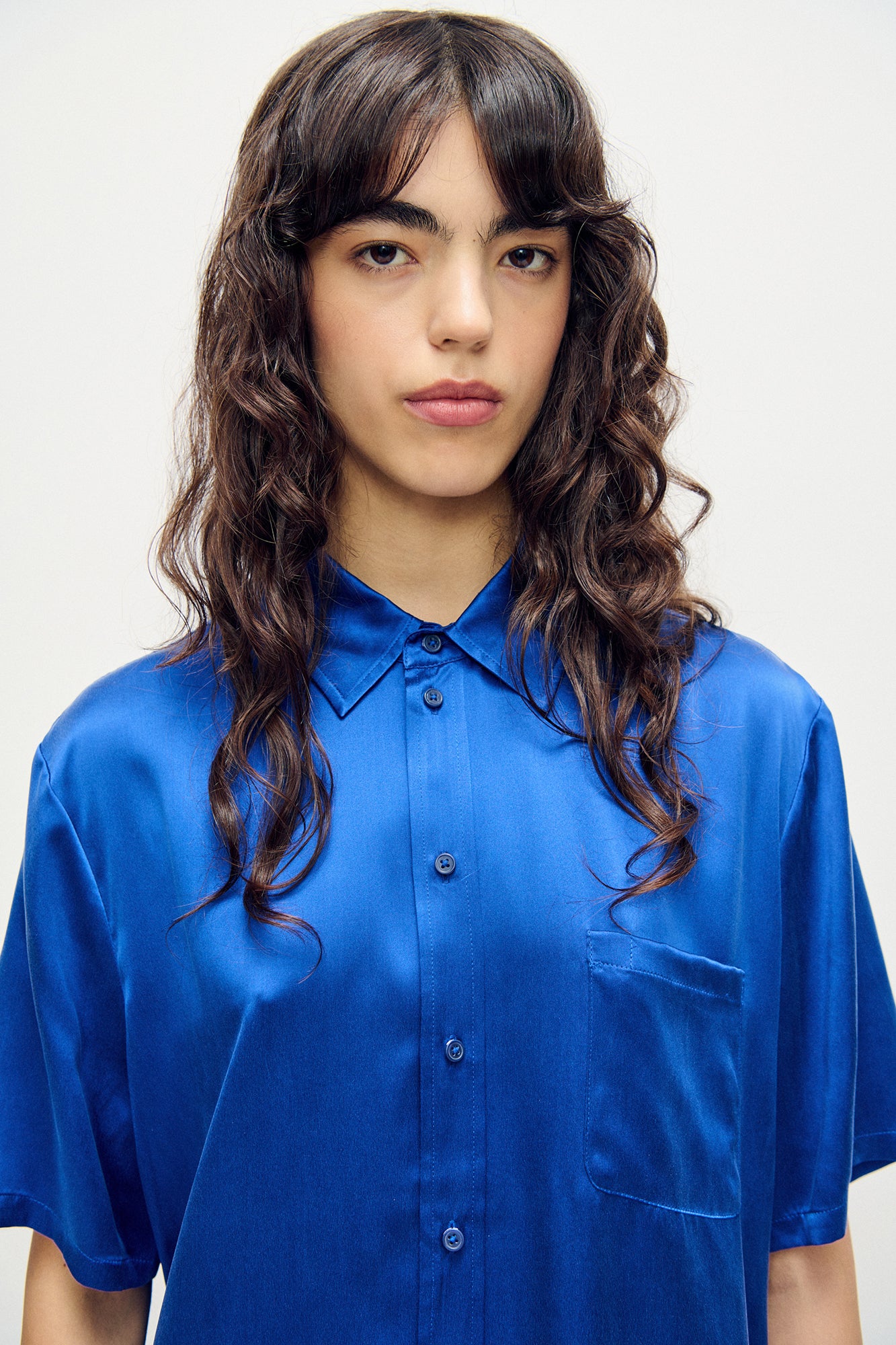 SHORT SLEEVE BOYFRIEND SHIRT WEDGWOOD