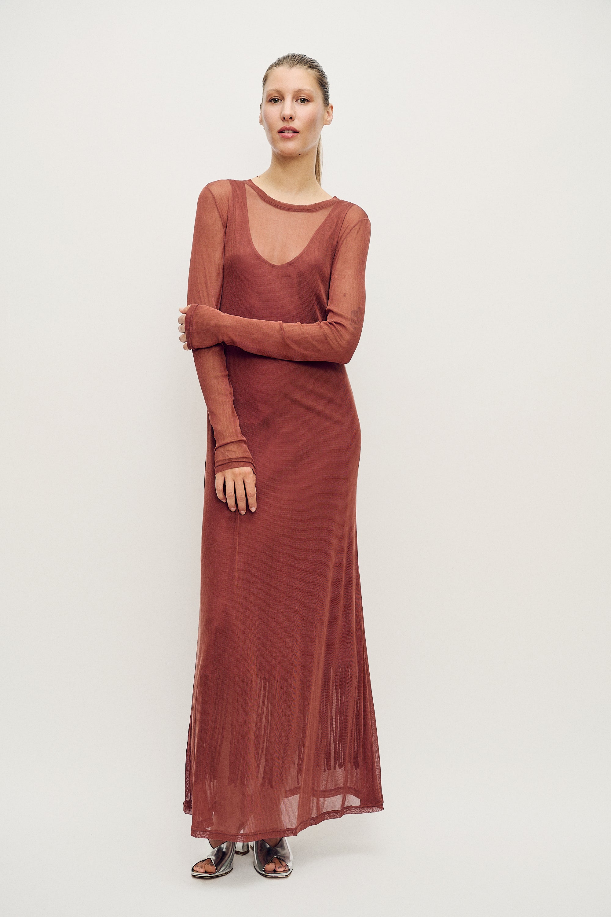 MESH LONG SLEEVE DRESS CANYON