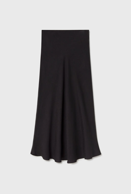 LONG BIAS CUT SKIRT CORAL JACQUARD BLACK