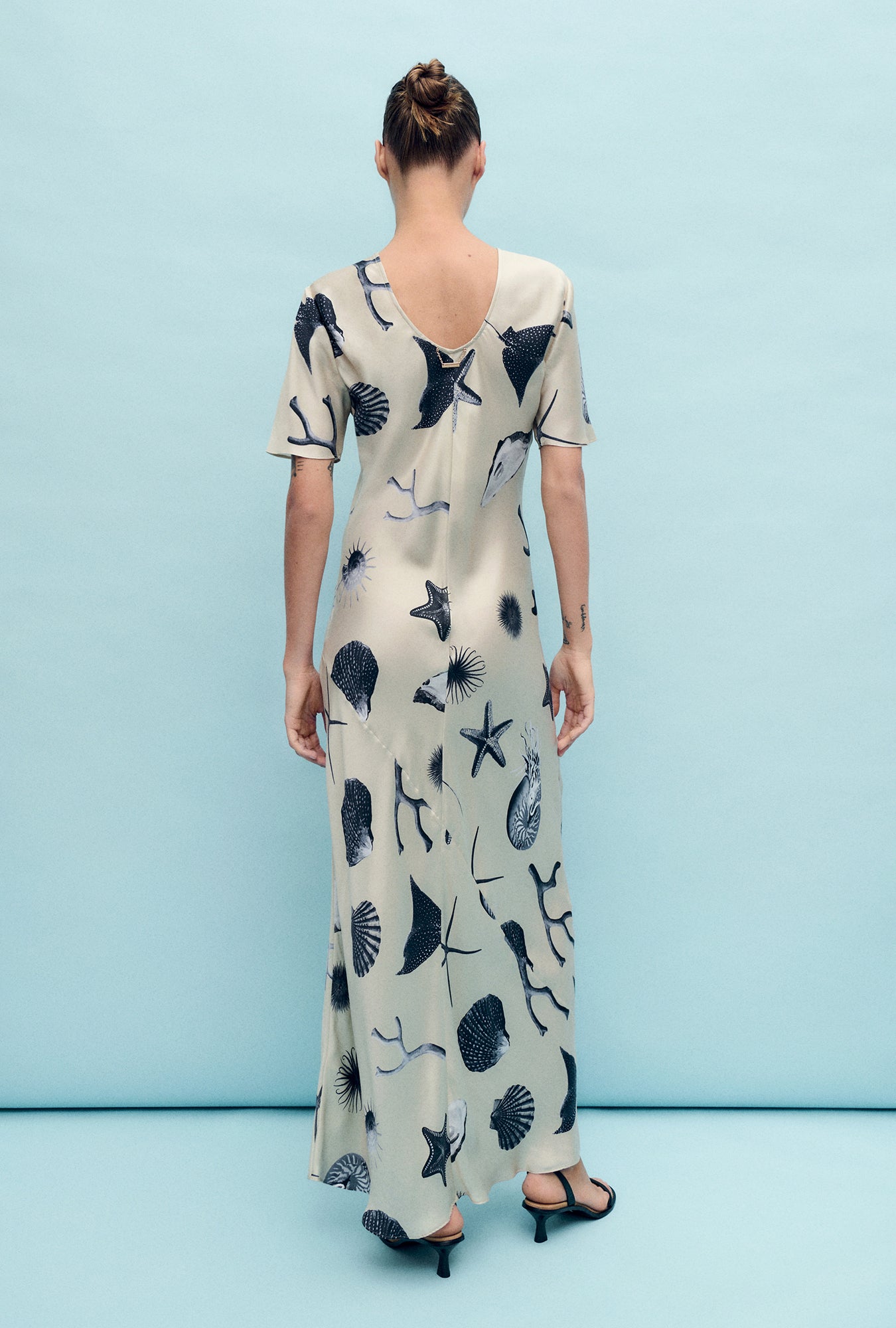 SHORT SLEEVE BIAS DRESS SEASHELLS