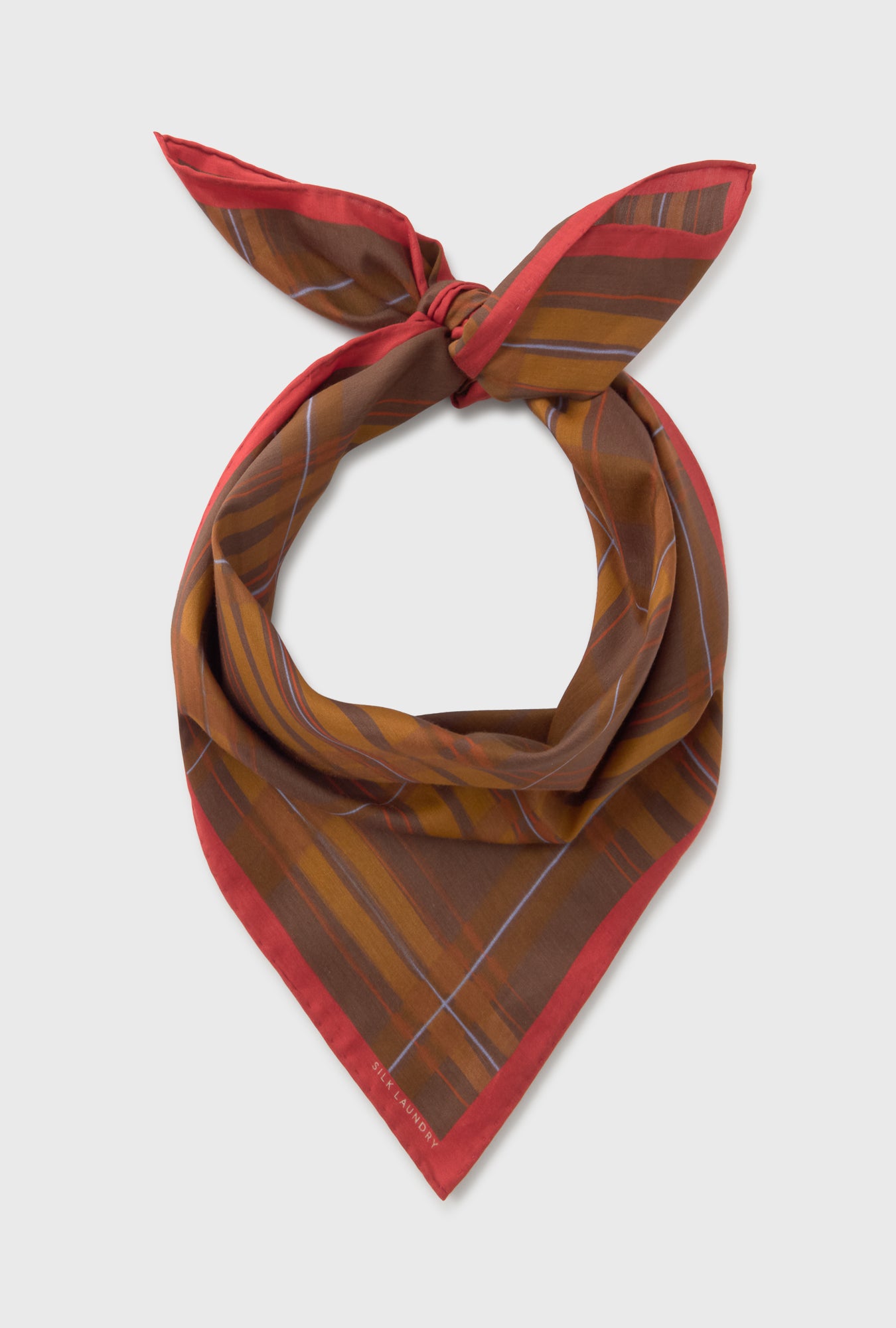 COTTON SILK SCARF ROOT PLAID