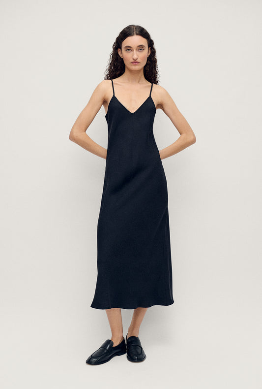 90S SLIP DRESS CORAL JACQUARD BLACK